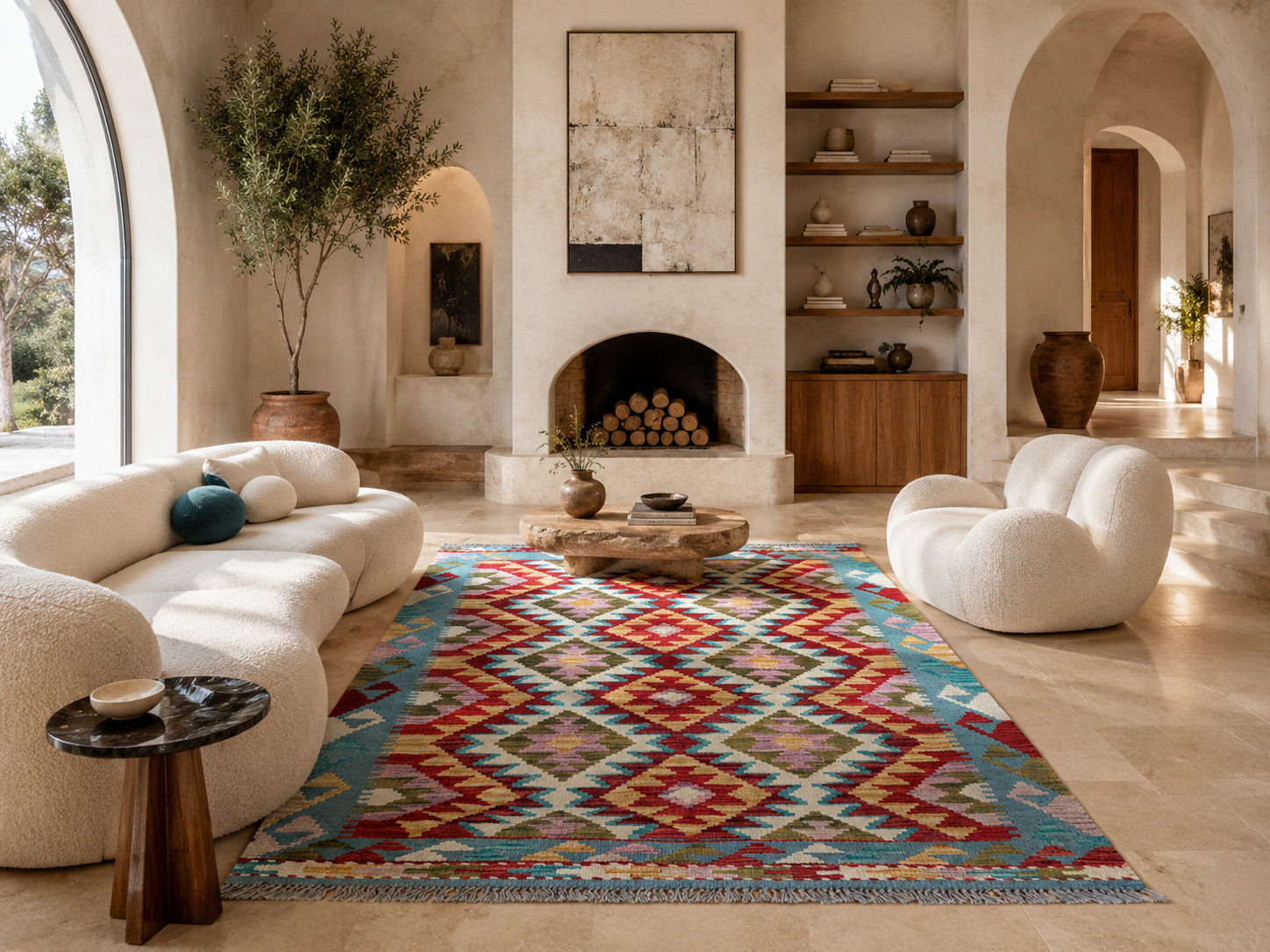 Rose Kilim handwoven rug